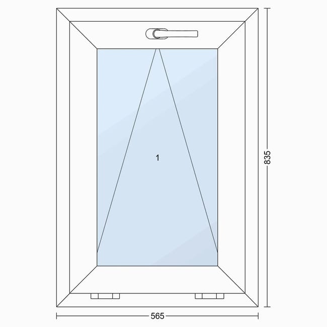 Okno PCV 3-szybowe fasadowe 85/O4 białe 565x835 mm uchylne do wewnątrz