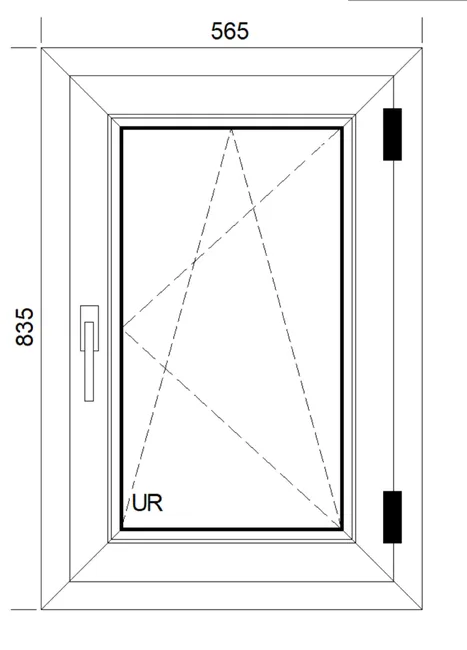 Okno PCV 3-szybowe fasadowe 85/O4 złoty dąb 565x835 mm otwierane do wewnątrz prawe