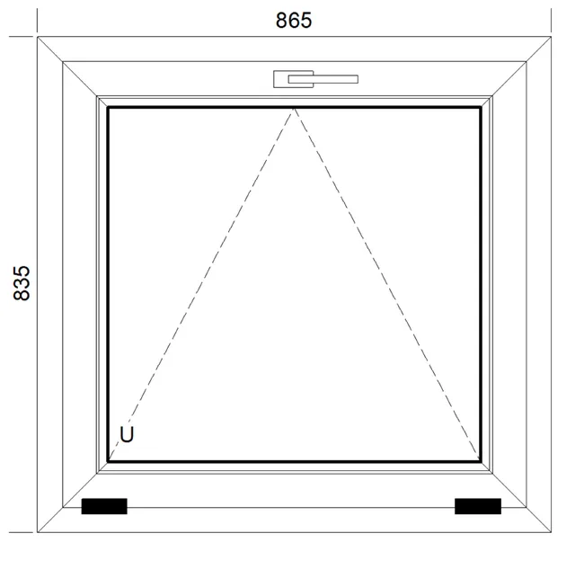 Okno PCV 3-szybowe fasadowe 85/O5 antracyt 865x835 mm uchylne do wewnątrz