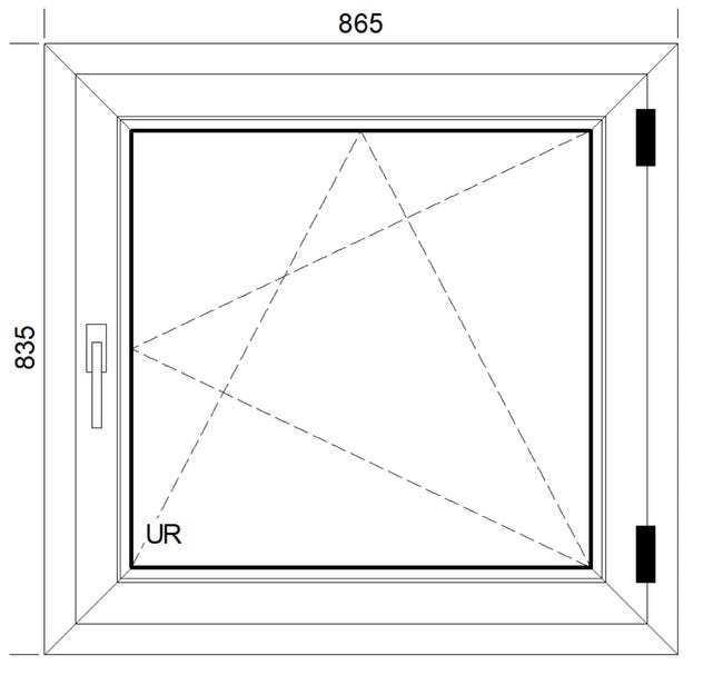 Okno PCV 3-szybowe fasadowe 85/O5 białe 865x835 mm otwierane do wewnątrz prawe