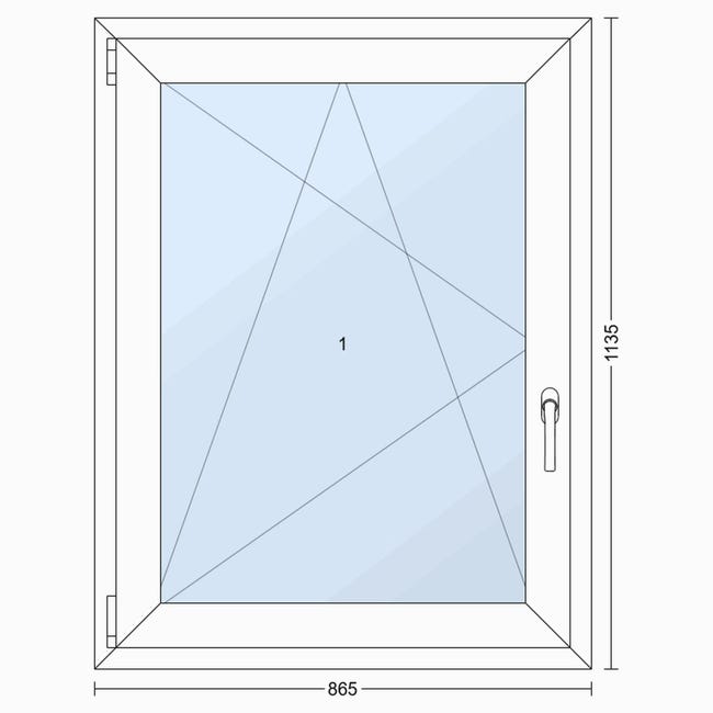 Okno PCV 3-szybowe fasadowe O15 białe 865x1135 mm otwierane do wewnątrz lewe TROCAL 76MD Witraż