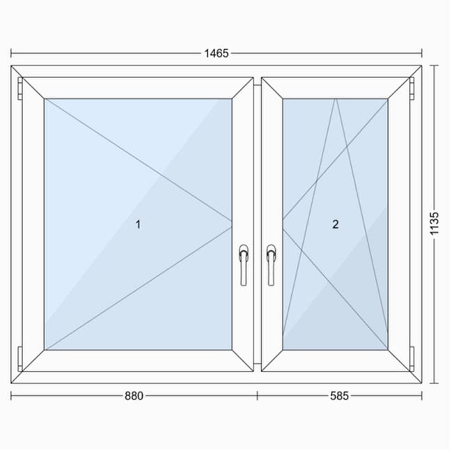 Okno PCV 3-szybowe fasadowe O18 białe 1465x1135 mm otwierane do wewnątrz prawe TROCAL 76MD Witraż