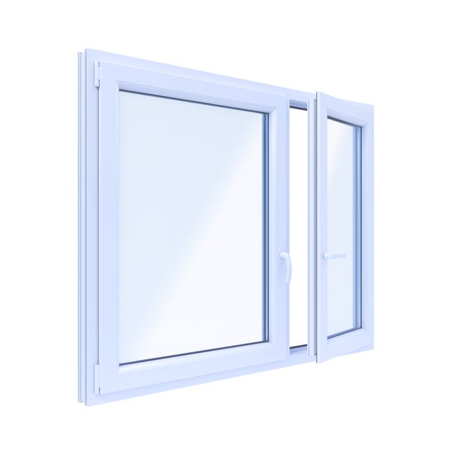 Okno PCV 3-szybowe fasadowe O18 białe 1465x1135 mm otwierane do wewnątrz prawe TROCAL 76MD Witraż
