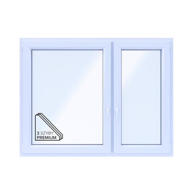 Okno PCV 3-szybowe fasadowe O18/85 złoty dąb 1465x1135 mm otwierane do wewnątrz prawe Witraż