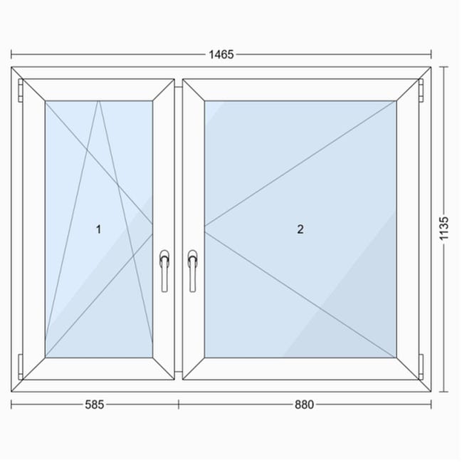 Okno PCV 3-szybowe fasadowe O19 białe 1465x1135 mm otwierane do wewnątrz lewe TROCAL 76MD Witraż
