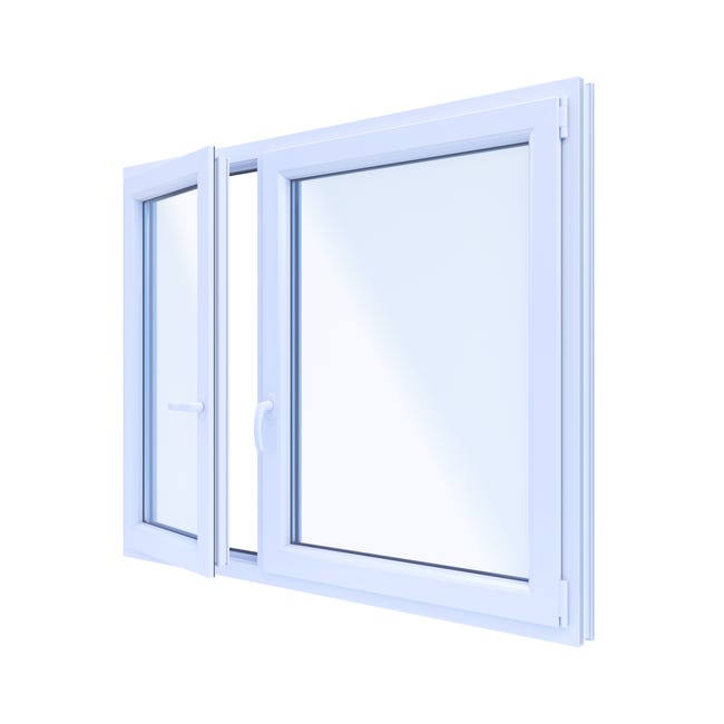 Okno PCV 3-szybowe fasadowe O19 białe 1465x1135 mm otwierane do wewnątrz lewe TROCAL 76MD Witraż