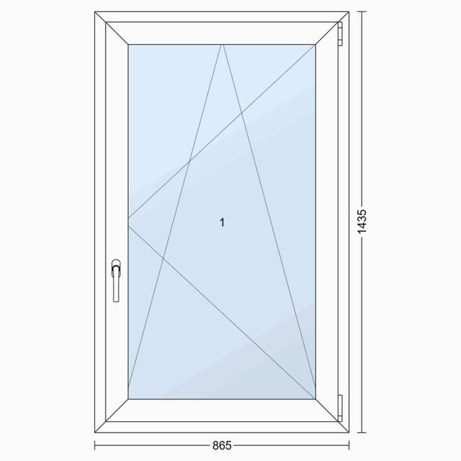 Okno PCV 3-szybowe fasadowe O30 białe 865x1435 mm otwierane do wewnątrz prawe TROCAL 76AD Witraż