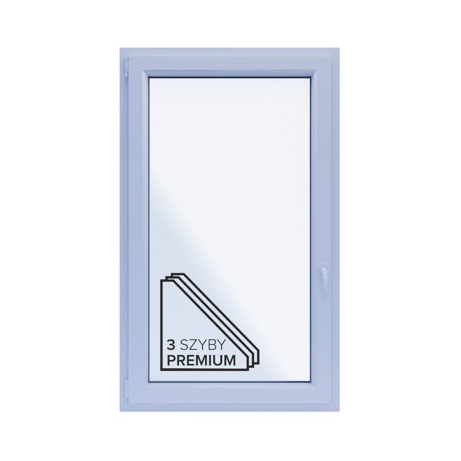 Okno PCV 3-szybowe fasadowe O31/85 złoty dąb 865x1435 mm otwierane do wewnątrz lewe Witraż