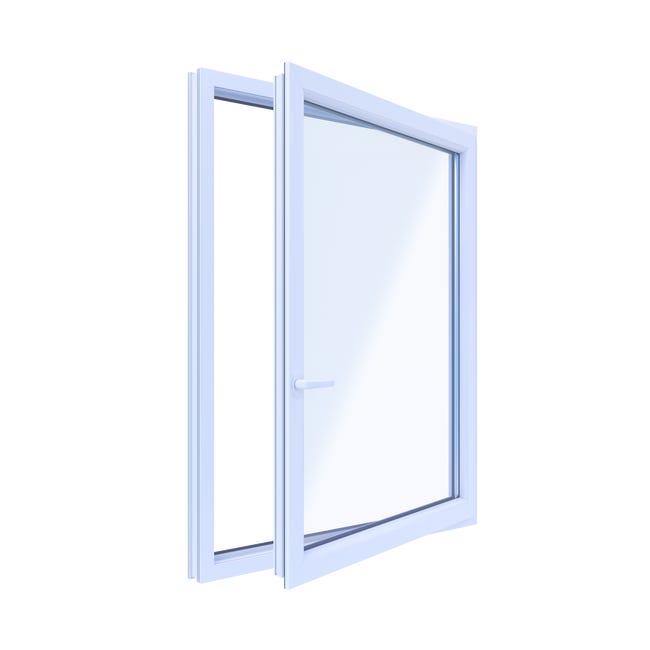 Okno PCV 3-szybowe fasadowe O32 RU białe 1165x1435 mm otwierane do wewnątrz prawe TROCAL 76AD Witraż
