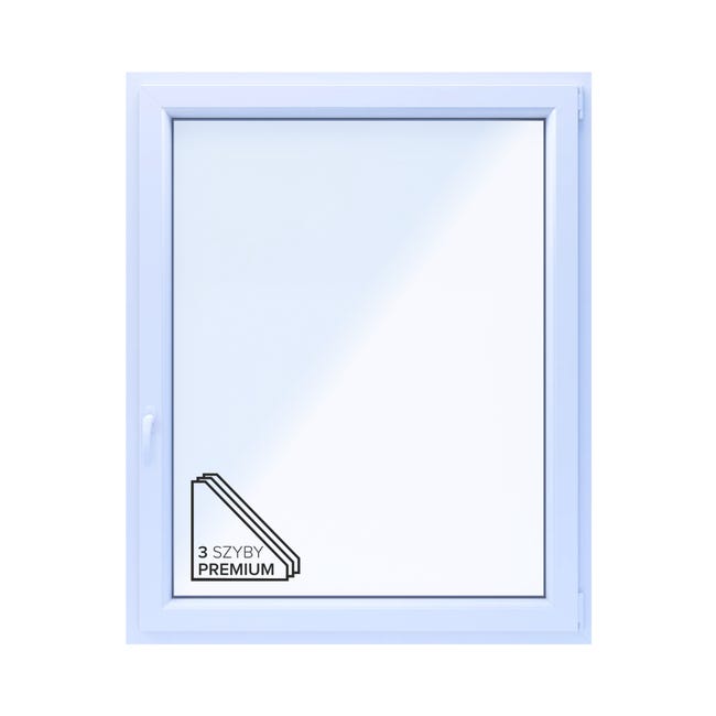 Okno PCV 3-szybowe fasadowe O32/85 atracytowe 1165x1435 mm otwierane do wewnątrz prawe Witraż