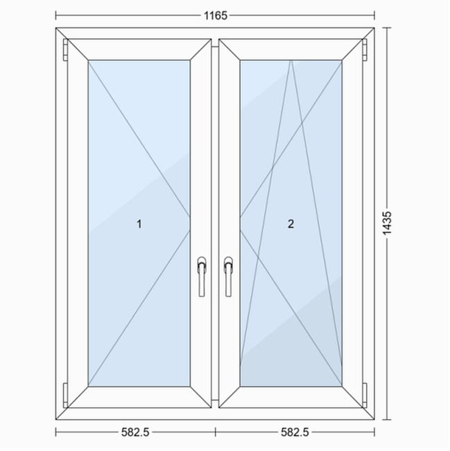 Okno PCV 3-szybowe fasadowe O32S białe 1165x1435 mm otwierane do wewnątrz prawe TROCAL 76MD Witraż
