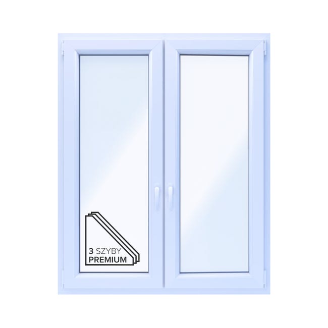 Okno PCV 3-szybowe fasadowe O32S/85 złoty dąb 1165x1435 mm otwierane do wewnątrz prawe Witraż