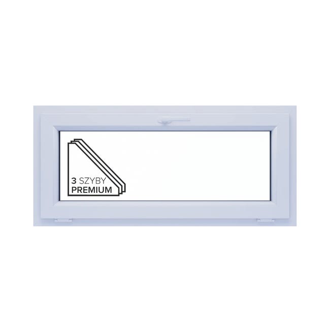 Okno PCV 3-szybowe fasadowe O3/85 złoty dąb 1165x535 mm uchylne do wewnątrz Witraż
