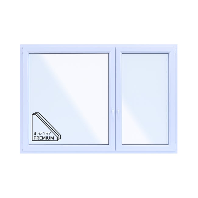 Okno PCV 3-szybowe fasadowe O38/85 antracytowe 2065x1435 mm otwierane do wewnątrz prawe Witraż