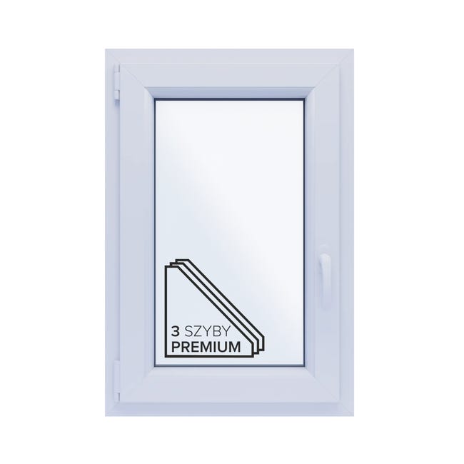 Okno PCV 3-szybowe fasadowe O4L/85 antracytowe 565x835 mm otwierane do wewnątrz lewe Witraż