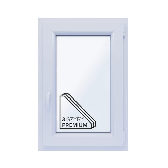 Okno PCV 3-szybowe fasadowe O4P/85 złoty dąb 565x835 mm otwierane do wewnątrz prawe Witraż