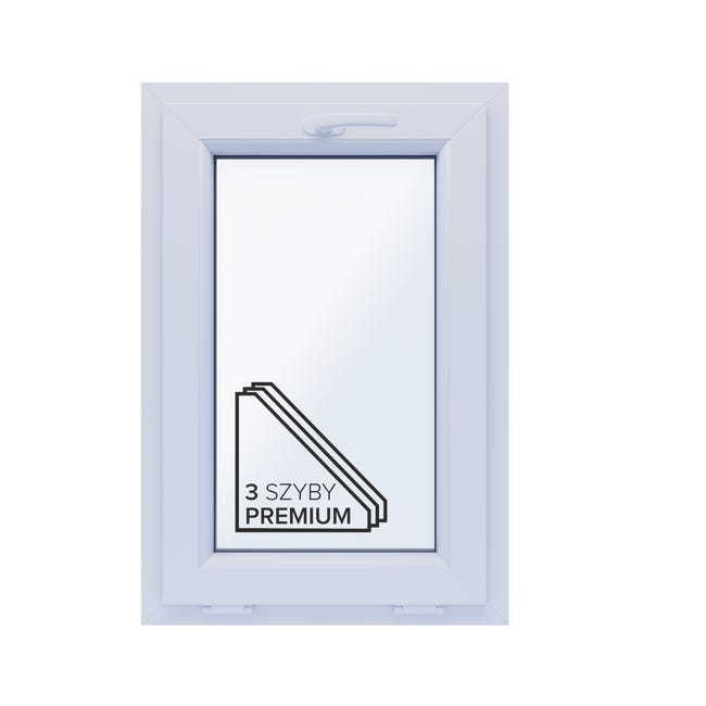 Okno PCV 3-szybowe fasadowe O4U/85 antracytowe 565x835 mm uchylne do wewnątrz Witraż