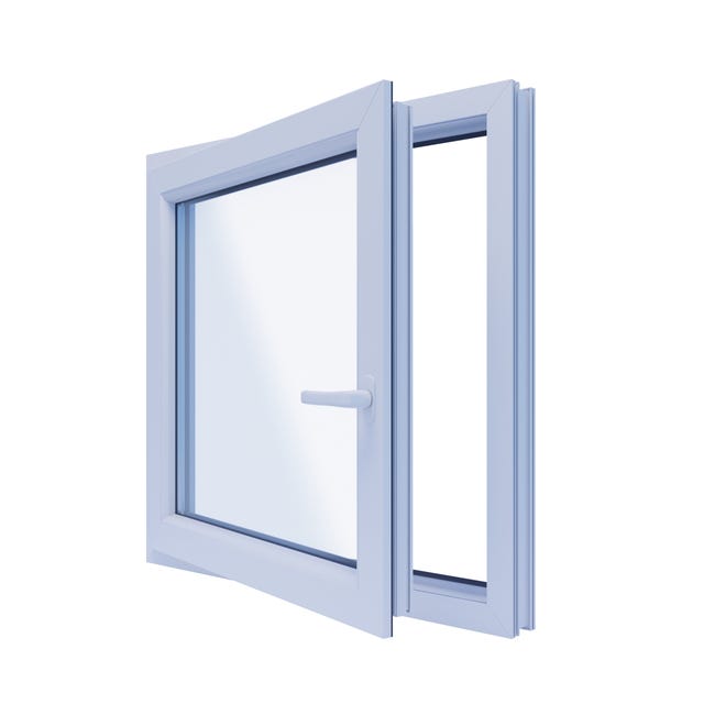 Okno PCV 3-szybowe fasadowe O5L białe 865x835 mm otwierane do wewnątrz lewe TROCAL 76MD Witraż