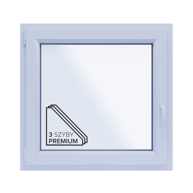 Okno PCV 3-szybowe fasadowe O5L/85 antracytowe 865x835 mm otwierane do wewnątrz lewe Witraż