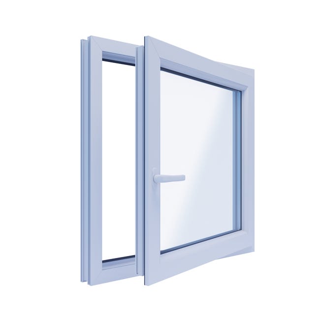 Okno PCV 3-szybowe fasadowe O5P białe 865x835 mm otwierane do wewnątrz prawe TROCAL 76MD Witraż