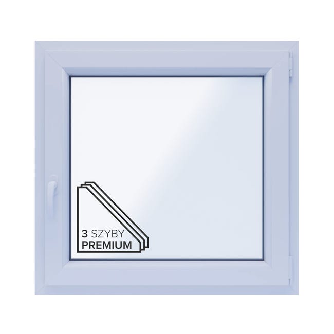 Okno PCV 3-szybowe fasadowe O5P/85 złoty dąb 865x835 mm otwierane do wewnątrz prawe Witraż