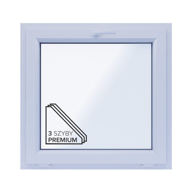 Okno PCV 3-szybowe fasadowe O5U/85 antracytowe 865x835 mm uchylne do wewnątrz Witraż