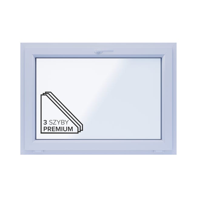 Okno PCV 3-szybowe fasadowe O6U/85 złoty dąb 1165x835 mm uchylne do wewnątrz Witraż
