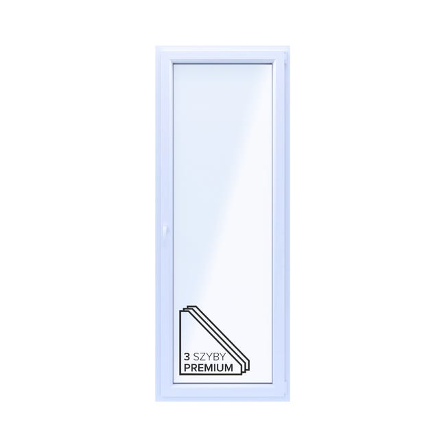 Okno PCV 3-szybowe fasadowe OB7/85 złoty dąb 865x2295 mm otwierane do wewnątrz prawe Witraż