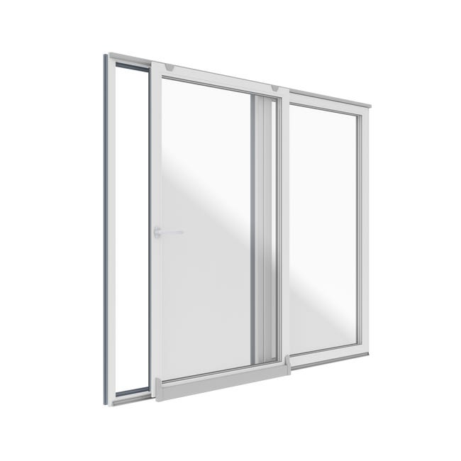 Okno PCV 3-szybowe tarasowe PSK+FIX 85 białe 2700x2300 mm przesuwne w prawo