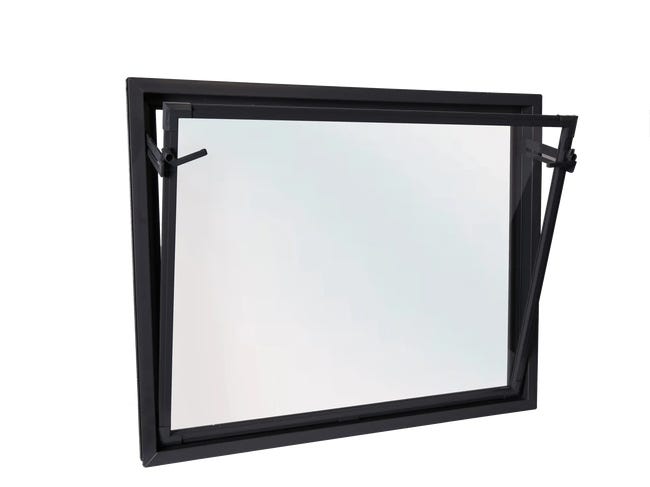 Okno PCV szyba pojedyńcza gospodarcze antracytowe 1000x800 mm uchylne do wewnątrz ACO KIPP