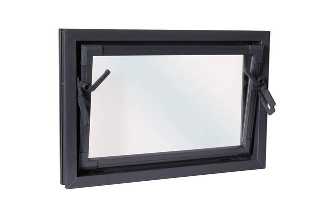 Okno PCV szyba pojedyńcza gospodarcze antracytowe 600x400 mm uchylne do wewnątrz ACO KIPP