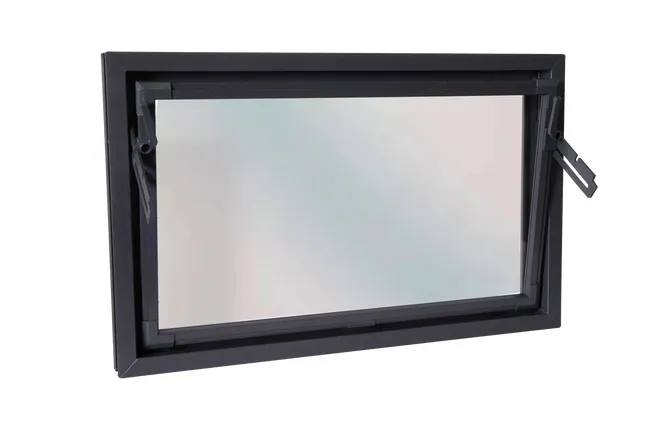 Okno PCV szyba pojedyńcza gospodarcze antracytowe 800x500 mm uchylne do wewnątrz ACO KIPP