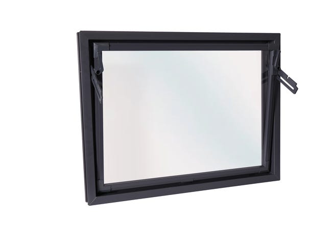 Okno PCV szyba pojedyńcza gospodarcze antracytowe 800x600 mm uchylne do wewnątrz ACO KIPP