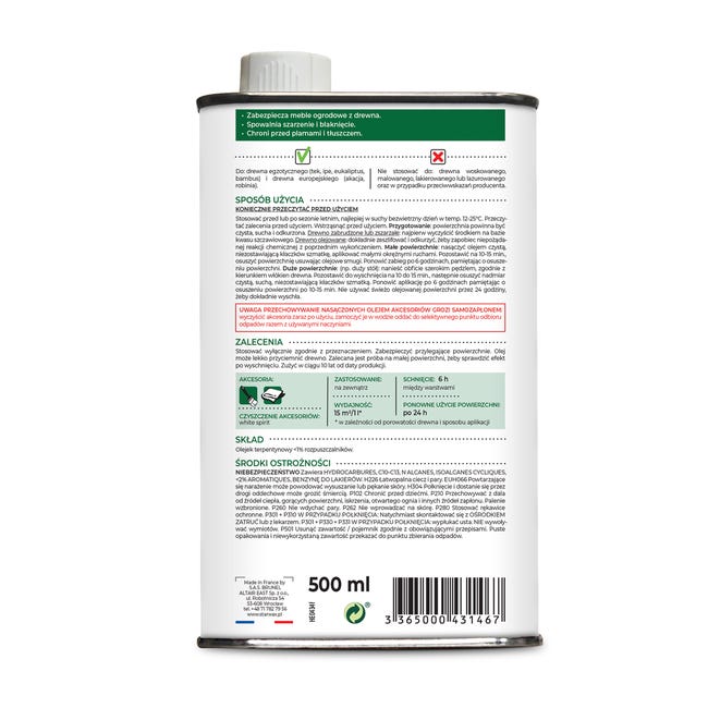 Olej ochronny MEBLE OGRODOWE 0.5 l Tek & drewno egzotyczne STARWAX
