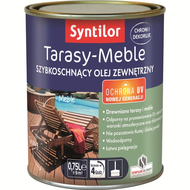 Olej zewnętrzny TARASY-MEBLE szybkoschnący 0.75 l Tek SYNTILOR