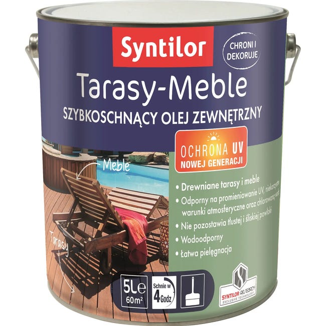Olej zewnętrzny TARASY-MEBLE szybkoschnący 5 l Naturalny SYNTILOR