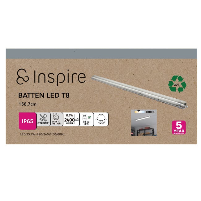 Oprawa hermetyczna 2 x T8 157 cm IP65 LED Inspire