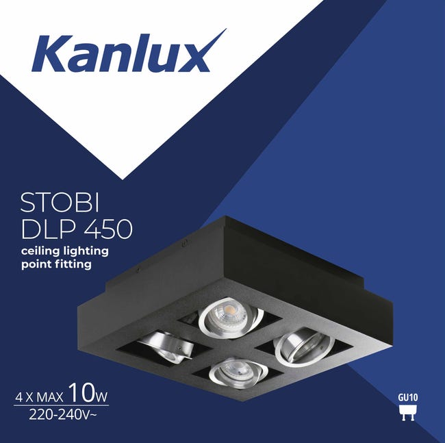 Oprawa natynkowa Stobi czarna 4 x GU10 Kanlux