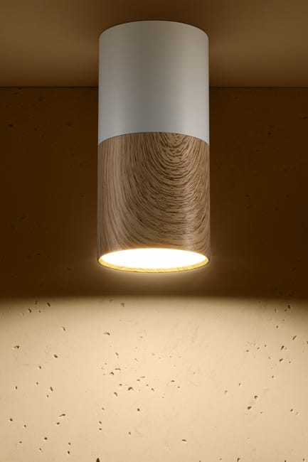 Oprawa natynkowa TUBA IP20 śr. 5.8 cm biało-drewniana GU10 CANDELLUX