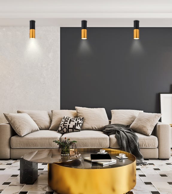 Oprawa natynkowa Tuba IP20 śr. 5.8 cm czarno-złota GU10 Candellux