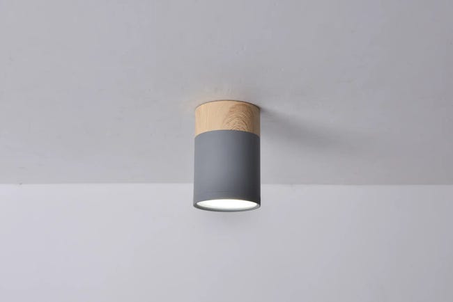 Oprawa natynkowa Tuba IP20 śr. 6.8 cm szaro-drewniana GU10 Candellux