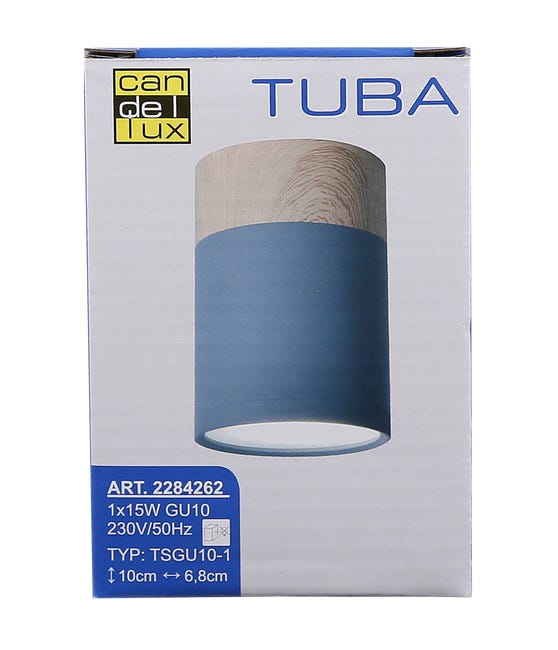 Oprawa natynkowa Tuba IP20 śr. 6.8 cm szaro-drewniana GU10 Candellux