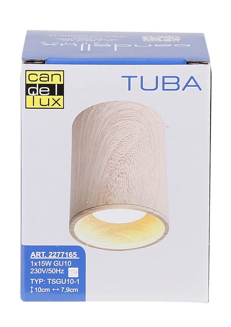 Oprawa natynkowa Tuba IP20 śr. 7.9 cm drewno GU10 Candellux