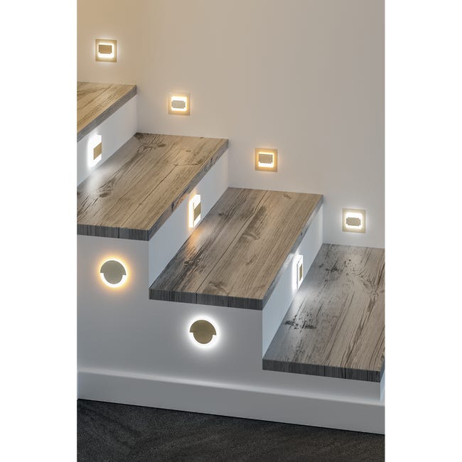 Oprawa schodowa APUS 7.5 cm srebrna kwadratowa LED barwa ciepła KANLUX