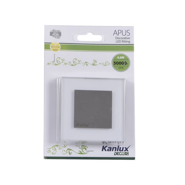 Oprawa schodowa APUS 7.5 cm srebrna kwadratowa LED barwa ciepła KANLUX