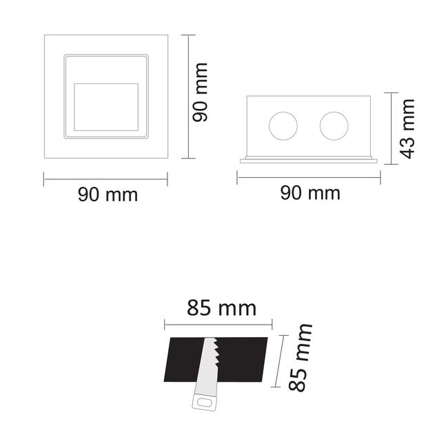 Oprawa schodowa Q7 szara kwadratowa 9 cm IP44 LED Goldlux