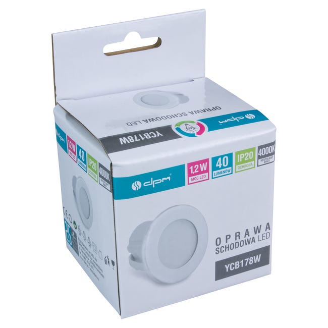 Oprawa schodowa biała IP20 40 lm LED DPM