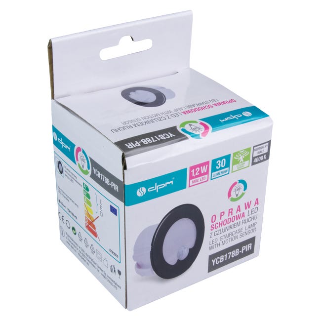 Oprawa schodowa czarna okrągła 7.8 cm IP20 30 lm LED DPM