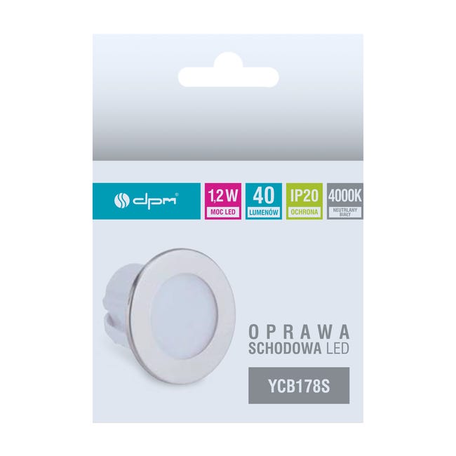 Oprawa schodowa srebrna okrągła 7.8 cm IP20 40 lm LED DPM	