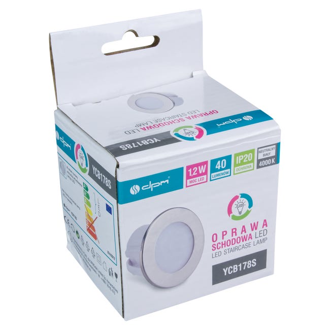 Oprawa schodowa srebrna okrągła 7.8 cm IP20 40 lm LED DPM	